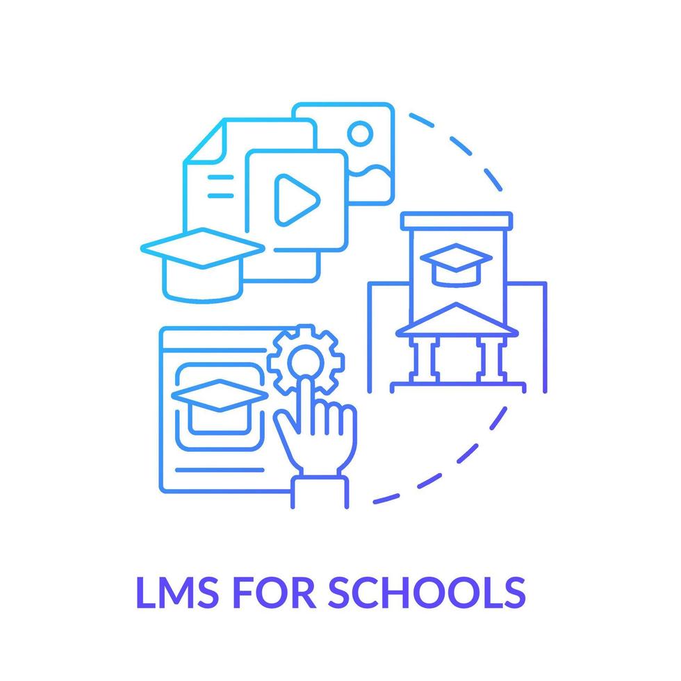 Learning management system for school blue gradient concept icon. Elearning. LMS deployment option abstract idea thin line illustration. Isolated outline drawing vector