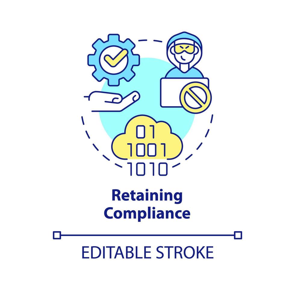 Retaining compliance concept icon. Provide data privacy. Cybersecurity abstract idea thin line illustration. Isolated outline drawing. Editable stroke vector