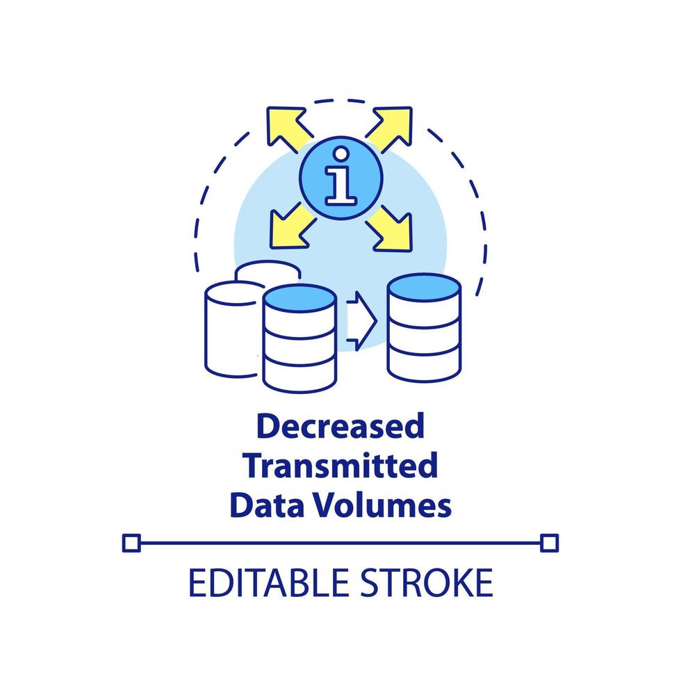 Decreased transmitted data volumes concept icon. Digital information storage services abstract idea thin line illustration. Isolated outline drawing. Editable stroke vector