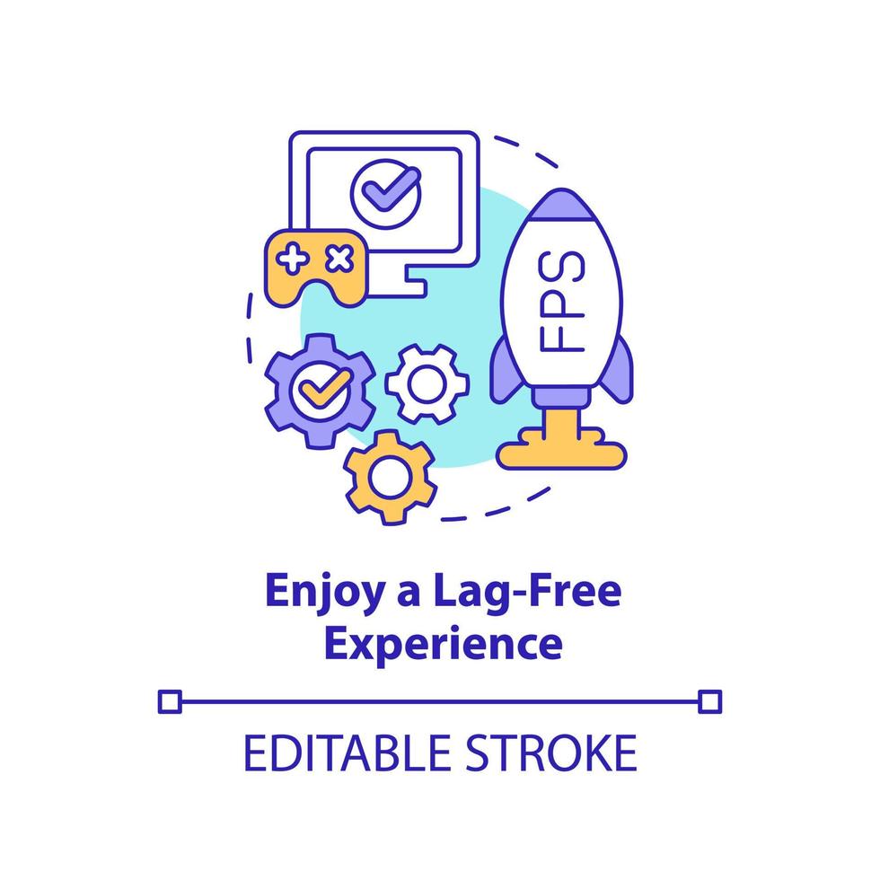 Enjoy lag-free experience concept icon. Gaming without bugs. Digital platform speed abstract idea thin line illustration. Isolated outline drawing. Editable stroke vector