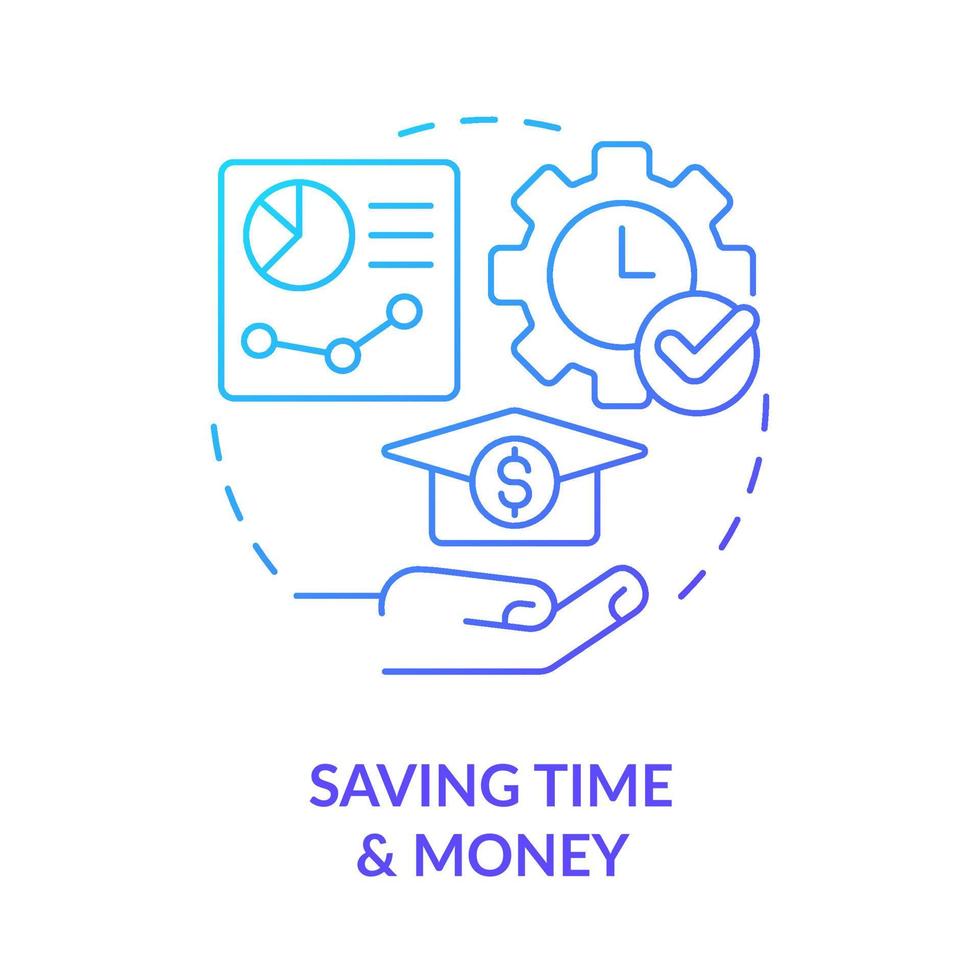 Saving time and money blue gradient concept icon. Elearning. Learning management system benefit abstract idea thin line illustration. Isolated outline drawing vector