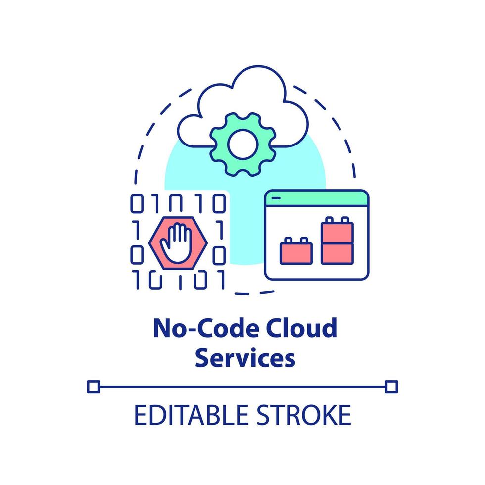 No-code cloud services concept icon. Data storage. Cloud computing trends abstract idea thin line illustration. Isolated outline drawing. Editable stroke vector