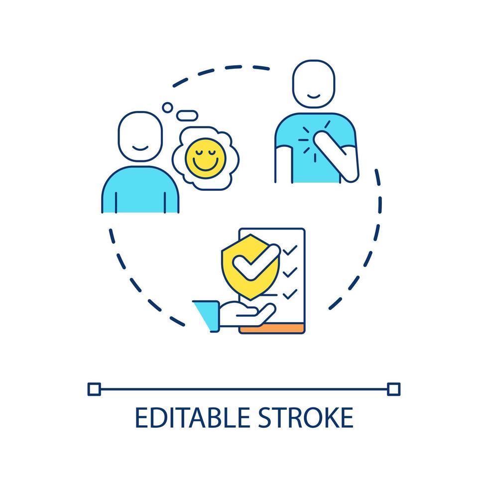 Clients security concept icon. Provide certainty. Customer satisfaction. Business reliability abstract idea thin line illustration. Isolated outline drawing. Editable stroke vector