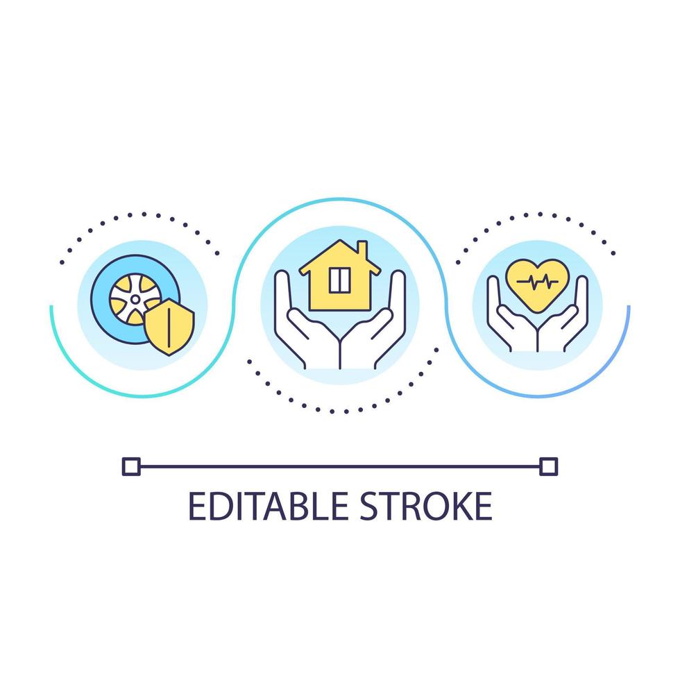 Life insurance loop concept icon. Health financial coverage. Auto policy. Finance protection abstract idea thin line illustration. Isolated outline drawing. Editable stroke vector