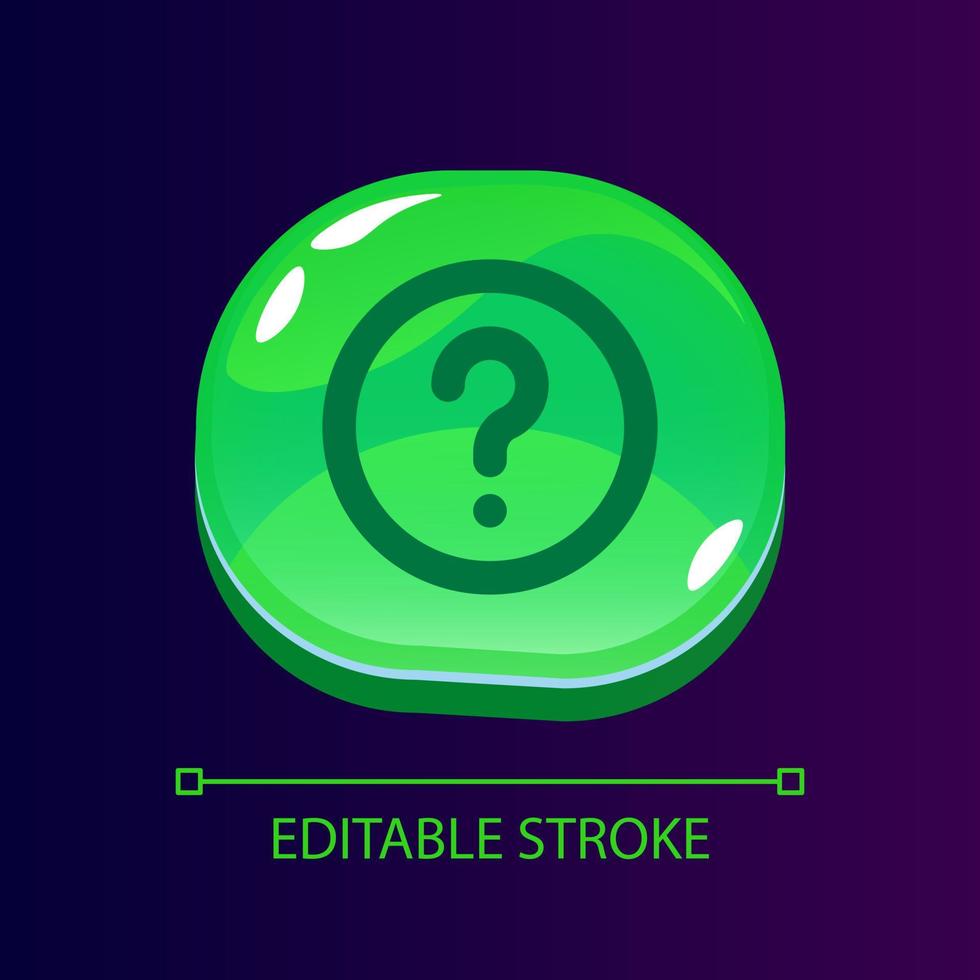 Question answer glossy ui button with linear icon. Informational support. Digital service. Isolated user interface element for web, mobile, video game design. Editable stroke vector