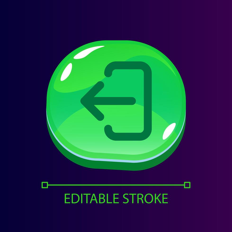Logout glossy ui button with linear icon. Leave profile. Social media page exit. Isolated user interface element for web, mobile, video game design. Editable stroke vector