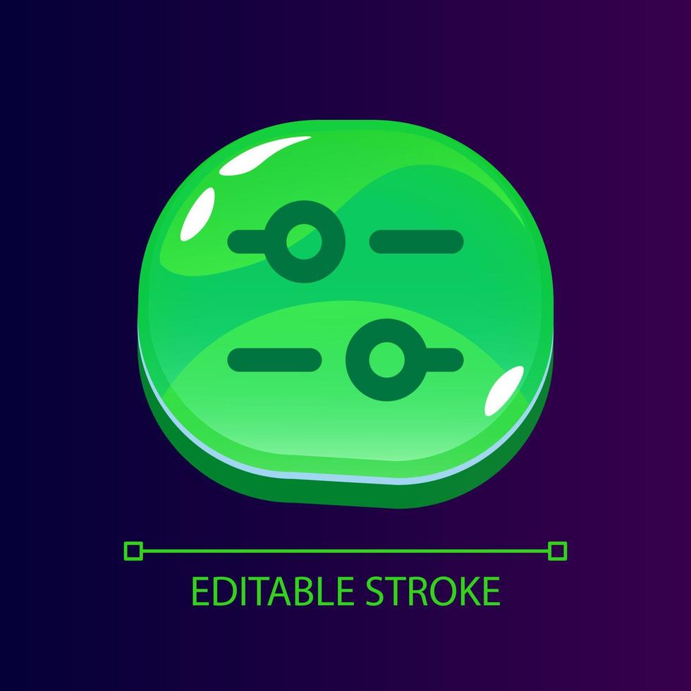Filters setup glossy ui button with linear icon. Control panel. Choose functions. Isolated user interface element for web, mobile, video game design. Editable stroke vector