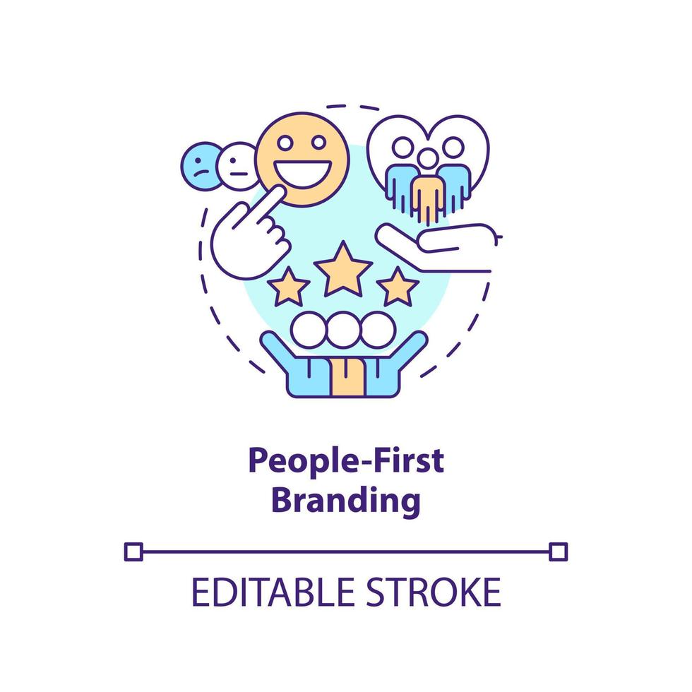 People-first branding concept icon. Positive relationship. Recruitment trend abstract idea thin line illustration. Isolated outline drawing. Editable stroke vector