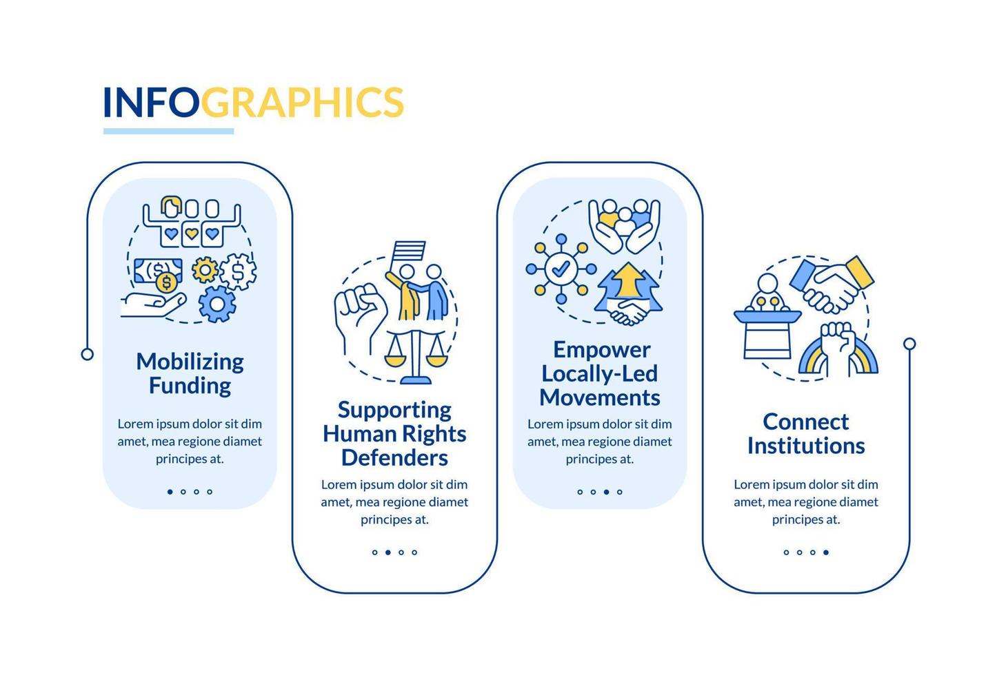 State support of LGBT community blue rectangle infographic template. Data visualization with 4 steps. Editable timeline info chart. Workflow layout with line icons vector