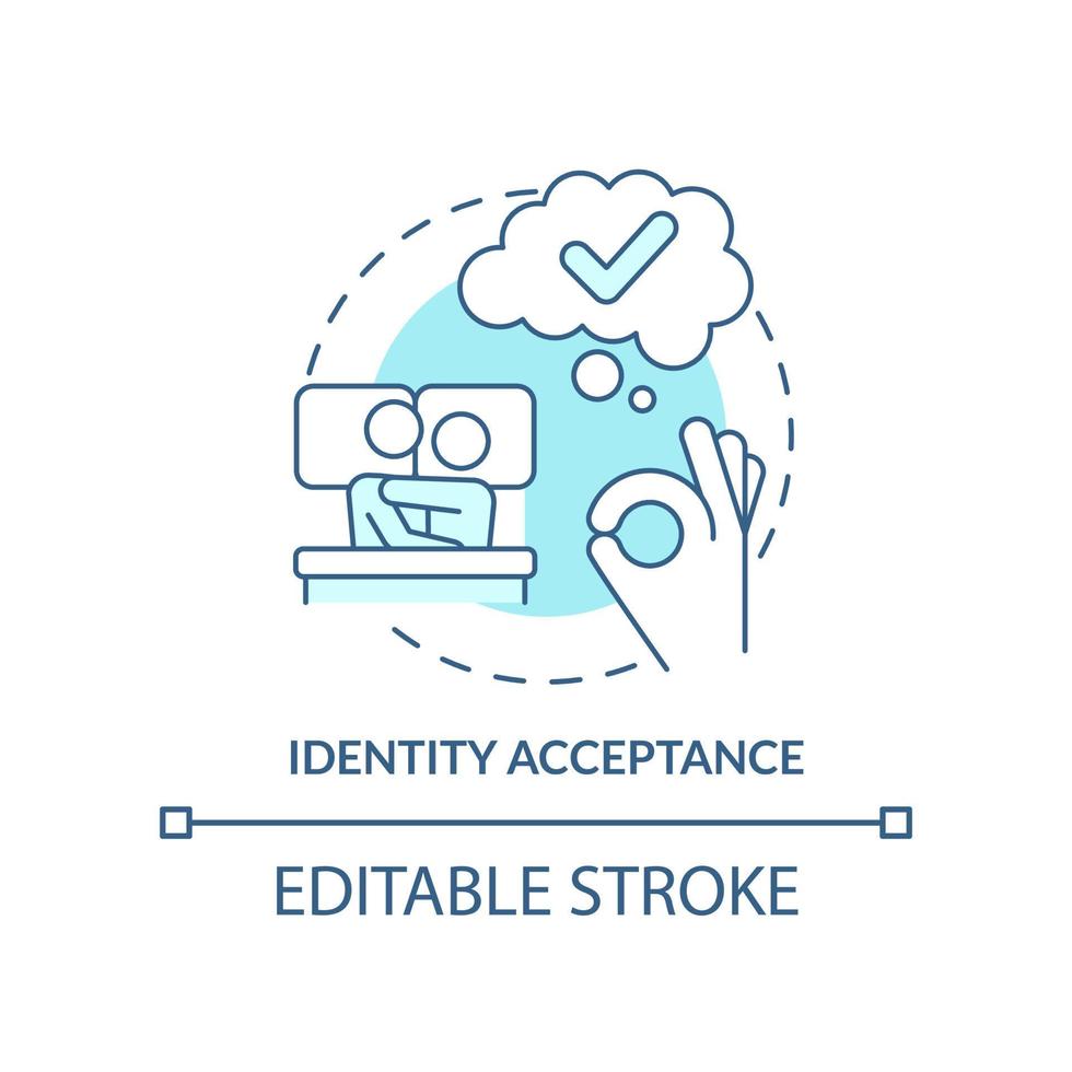 Identity acceptance turquoise concept icon. Sexual orientation. Stage of coming out abstract idea thin line illustration. Isolated outline drawing. Editable stroke vector