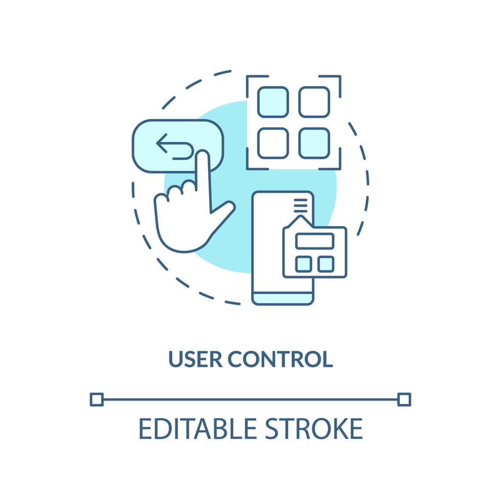User control and freedom turquoise concept icon. UX design fundamental abstract idea thin line illustration. Isolated outline drawing. Editable stroke vector