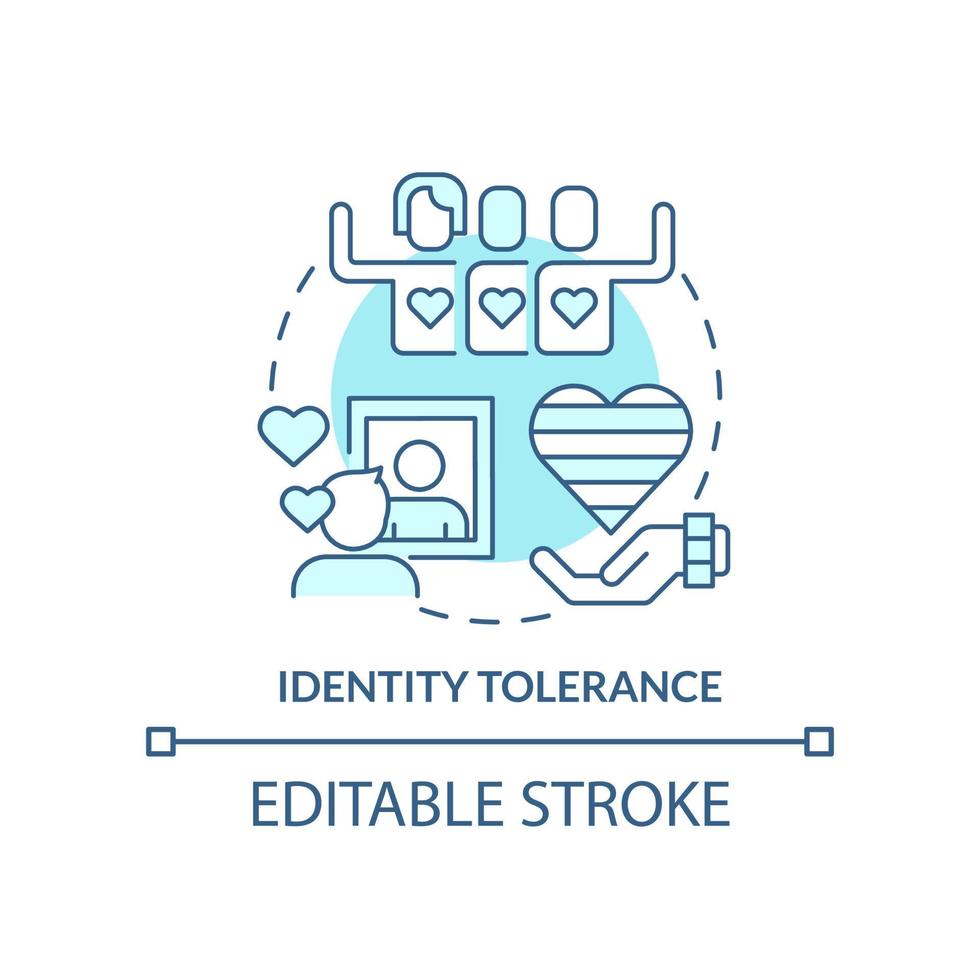 Identity tolerance turquoise concept icon. Admit orientation. Stage of coming out abstract idea thin line illustration. Isolated outline drawing. Editable stroke vector