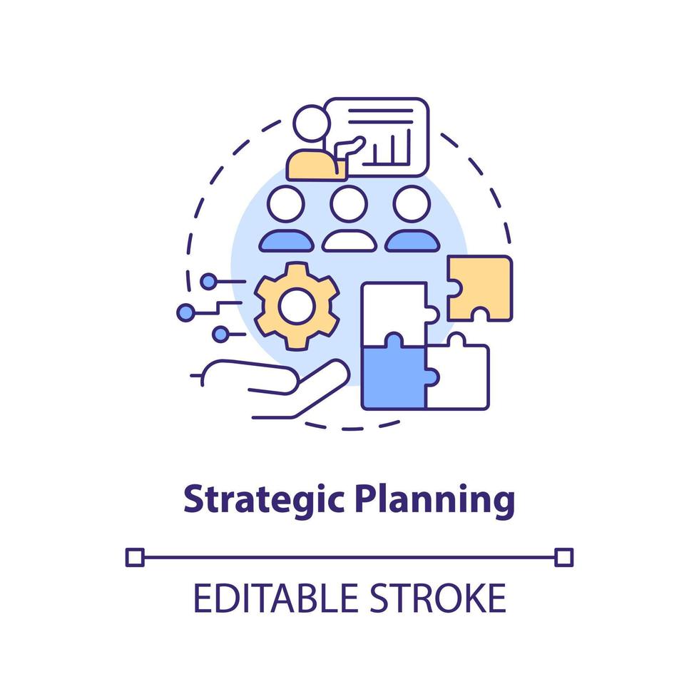 Strategic planning concept icon. Determine goals and objectives. IT staffing model abstract idea thin line illustration. Isolated outline drawing. Editable stroke vector