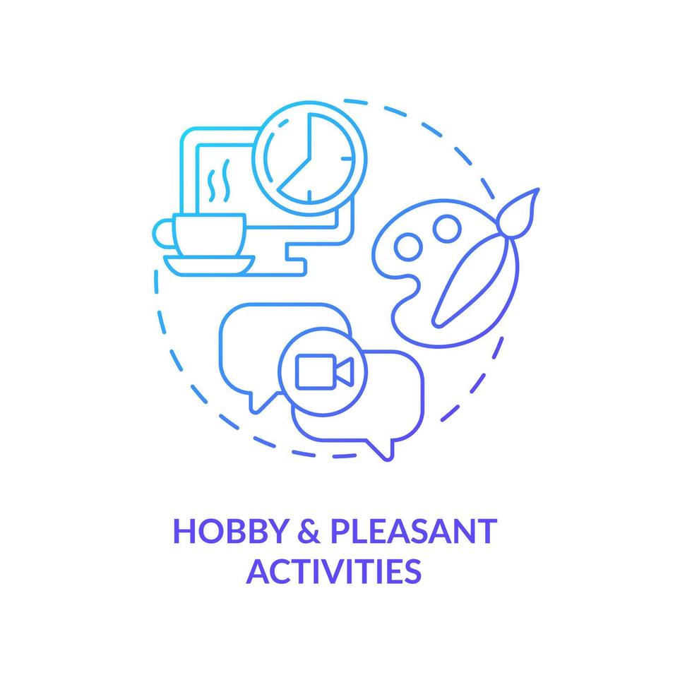 Hobby, pleasant activities blue gradient concept icon. Relaxing. Rest from work. Spending free time abstract idea thin line illustration. Isolated outline drawing vector