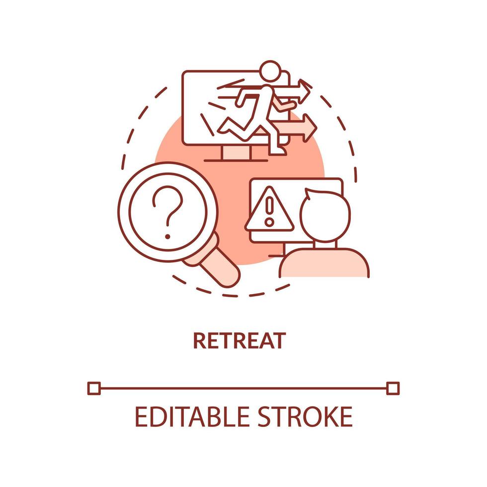 Retreat terracotta concept icon. Digital criminals. Phases of cybercrime abstract idea thin line illustration. Isolated outline drawing. Editable stroke vector