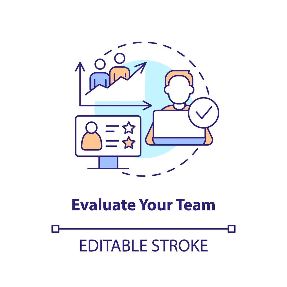 Evaluate your team concept icon. Assess existing employees. IT staffing tip abstract idea thin line illustration. Isolated outline drawing. Editable stroke vector