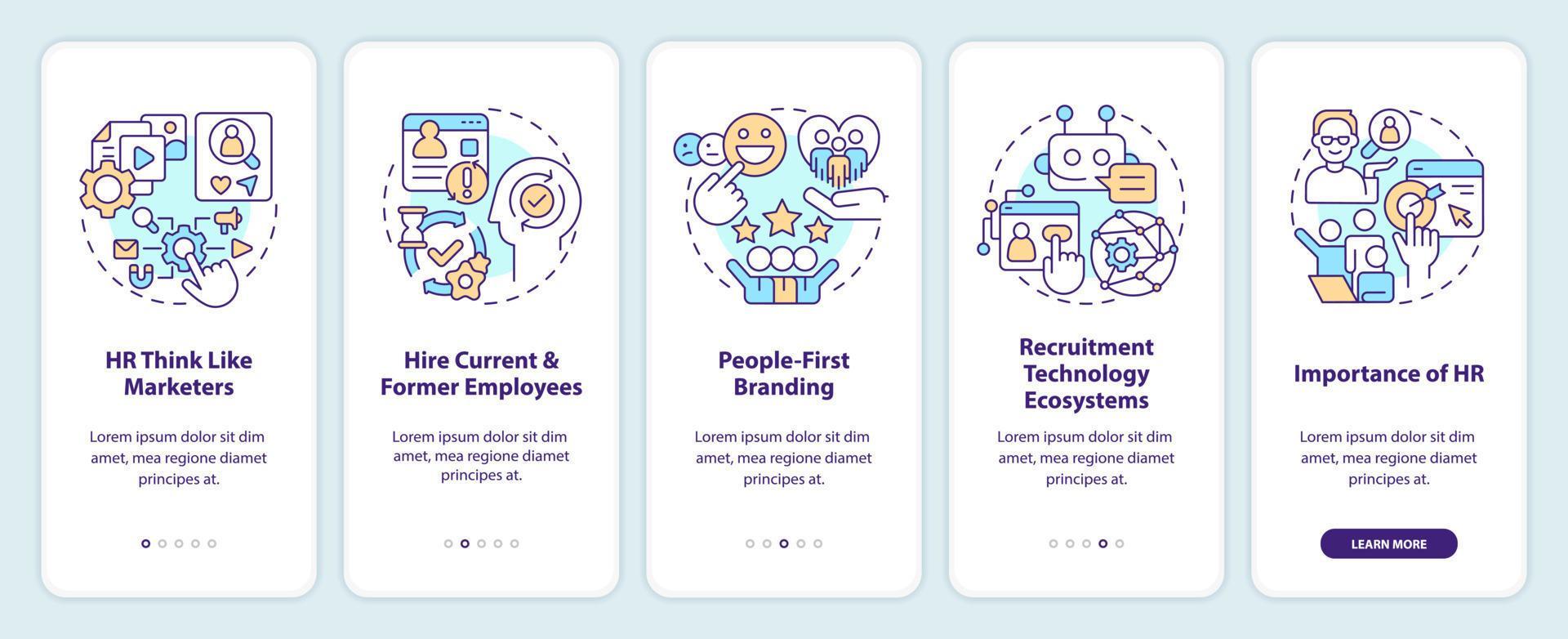 Recruitment trends onboarding mobile app screen. Human resources ...