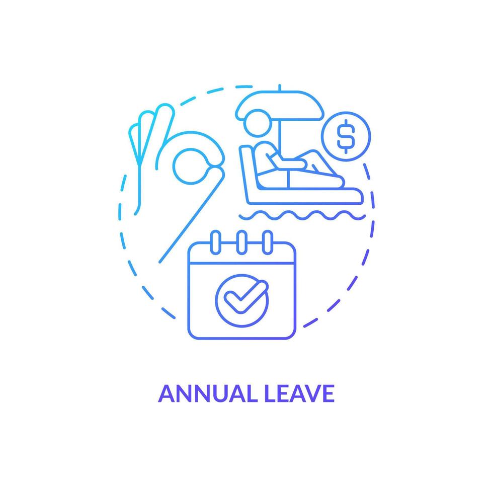 Annual leave blue gradient concept icon. Time off from work. Employee holiday. Paid vacation. Recreation abstract idea thin line illustration. Isolated outline drawing vector