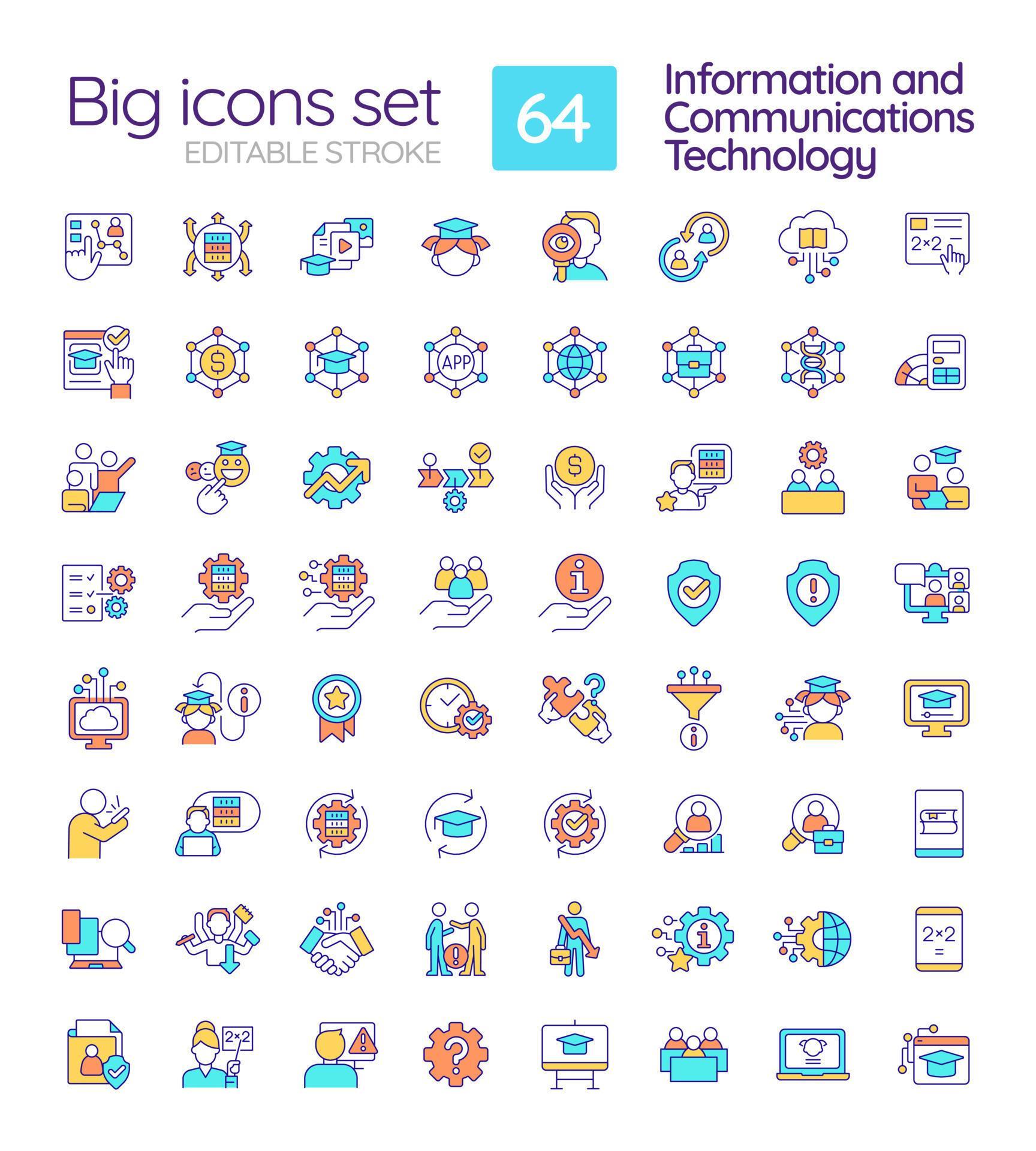 ICT in education industry blue onboarding mobile app screens set. Walkthrough 5 steps editable