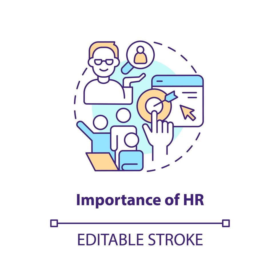 Importance of HR concept icon. Influence of human resources. Recruitment trend abstract idea thin line illustration. Isolated outline drawing. Editable stroke vector