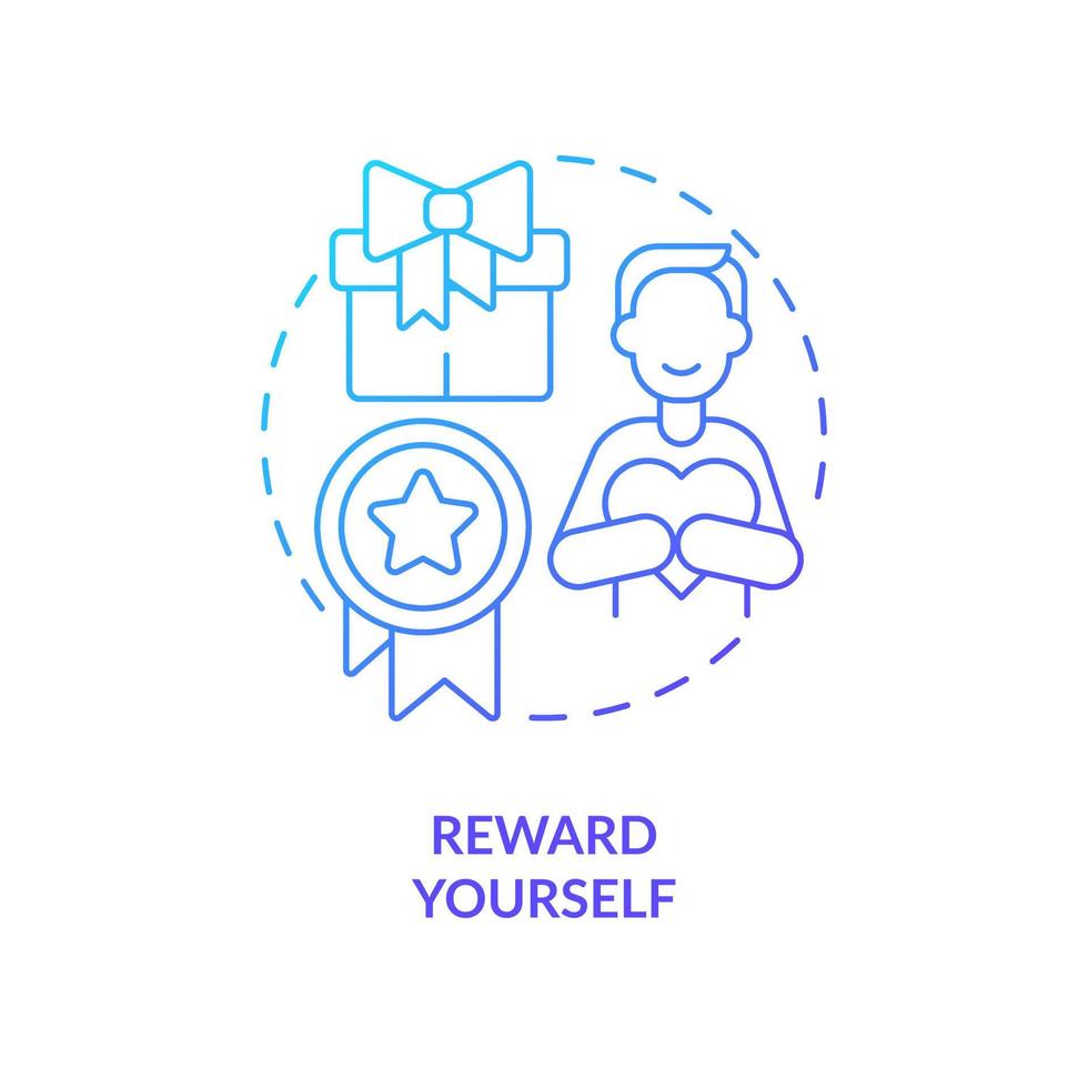 Reward yourself blue gradient concept icon. Encouragement system. Increase job productivity. Self motivation abstract idea thin line illustration. Isolated outline drawing vector
