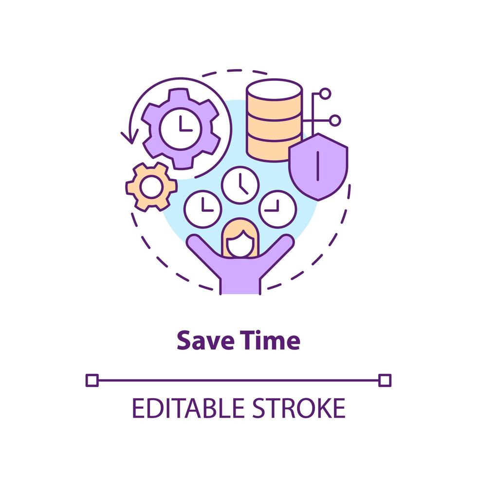 Save time concept icon. Focus on important process. IT staffing service advantage abstract idea thin line illustration. Isolated outline drawing. Editable stroke vector