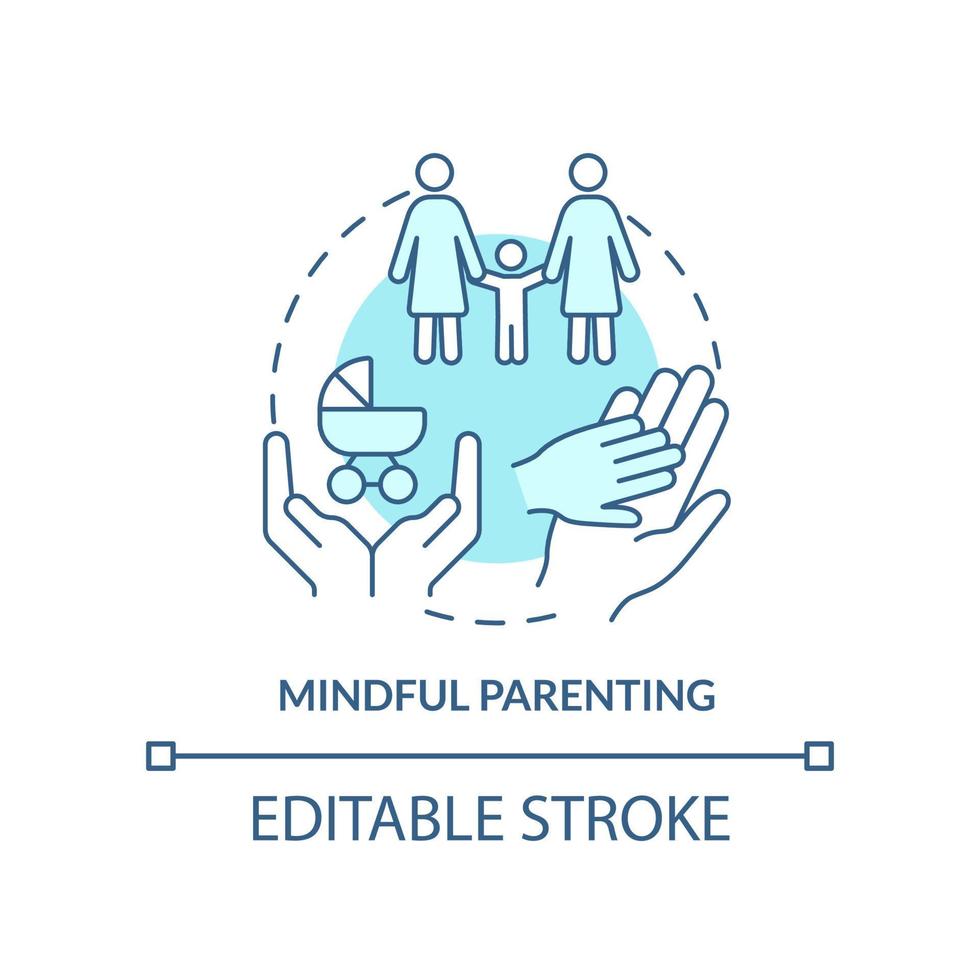 Mindful parenting turquoise concept icon. Motivated decision. Same-sex parenting abstract idea thin line illustration. Isolated outline drawing. Editable stroke vector