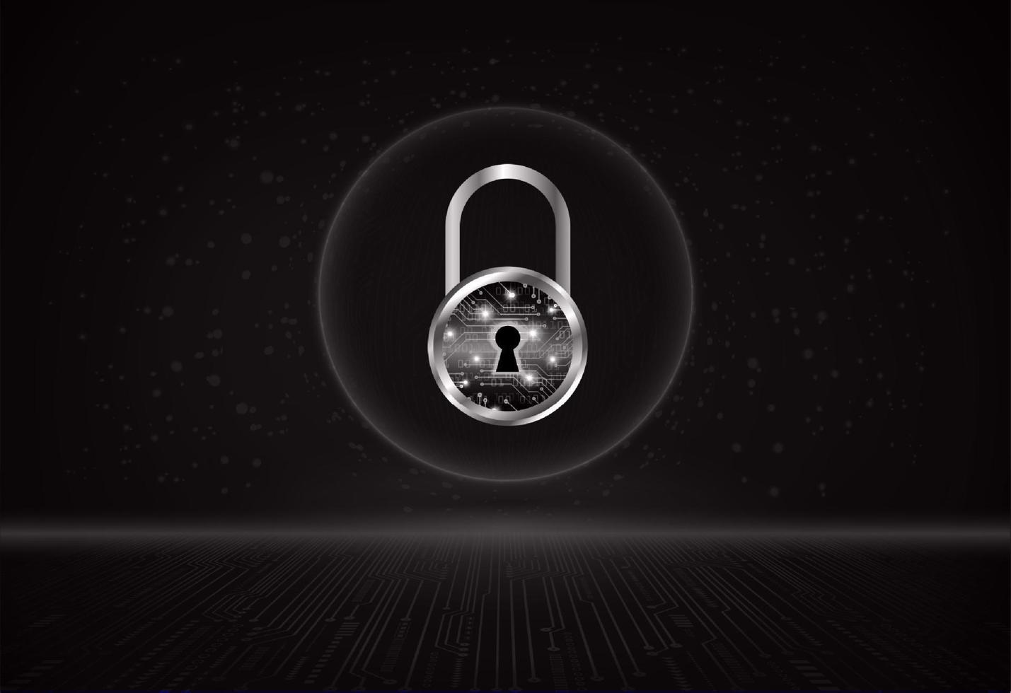 Modern Holographic Padlock on Technology Background vector