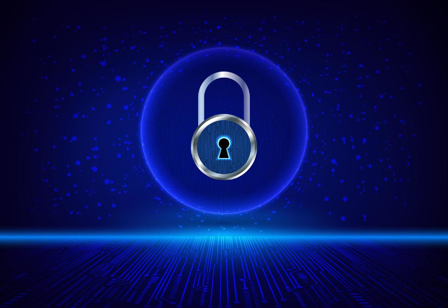 Modern Holographic Padlock on Technology Background vector