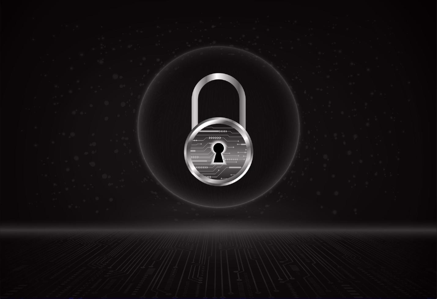 Modern Holographic Padlock on Technology Background vector