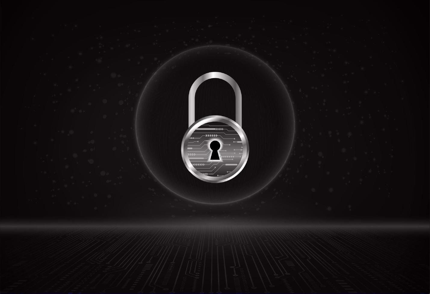 Modern Holographic Padlock on Technology Background vector