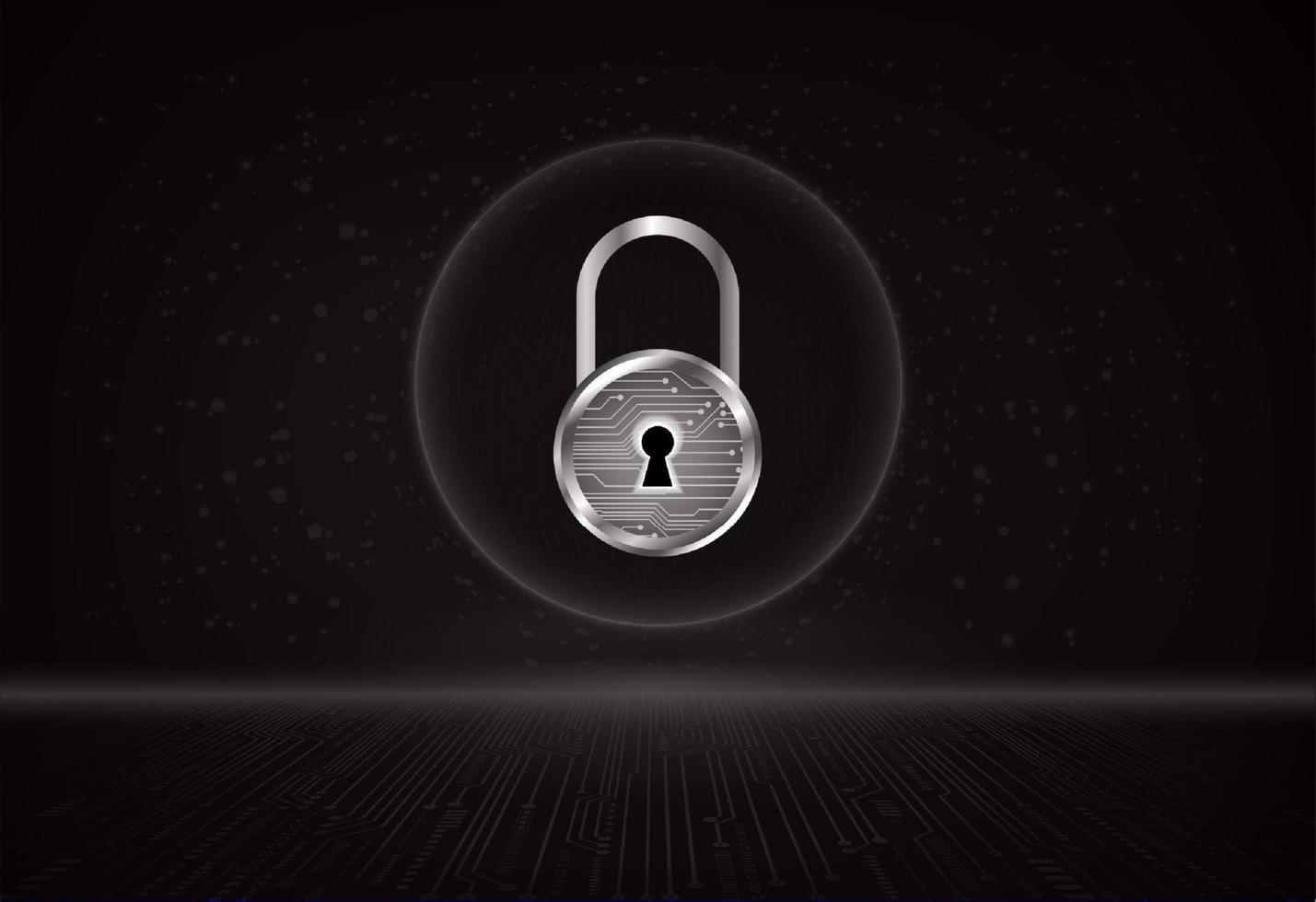 Modern Holographic Padlock on Technology Background vector