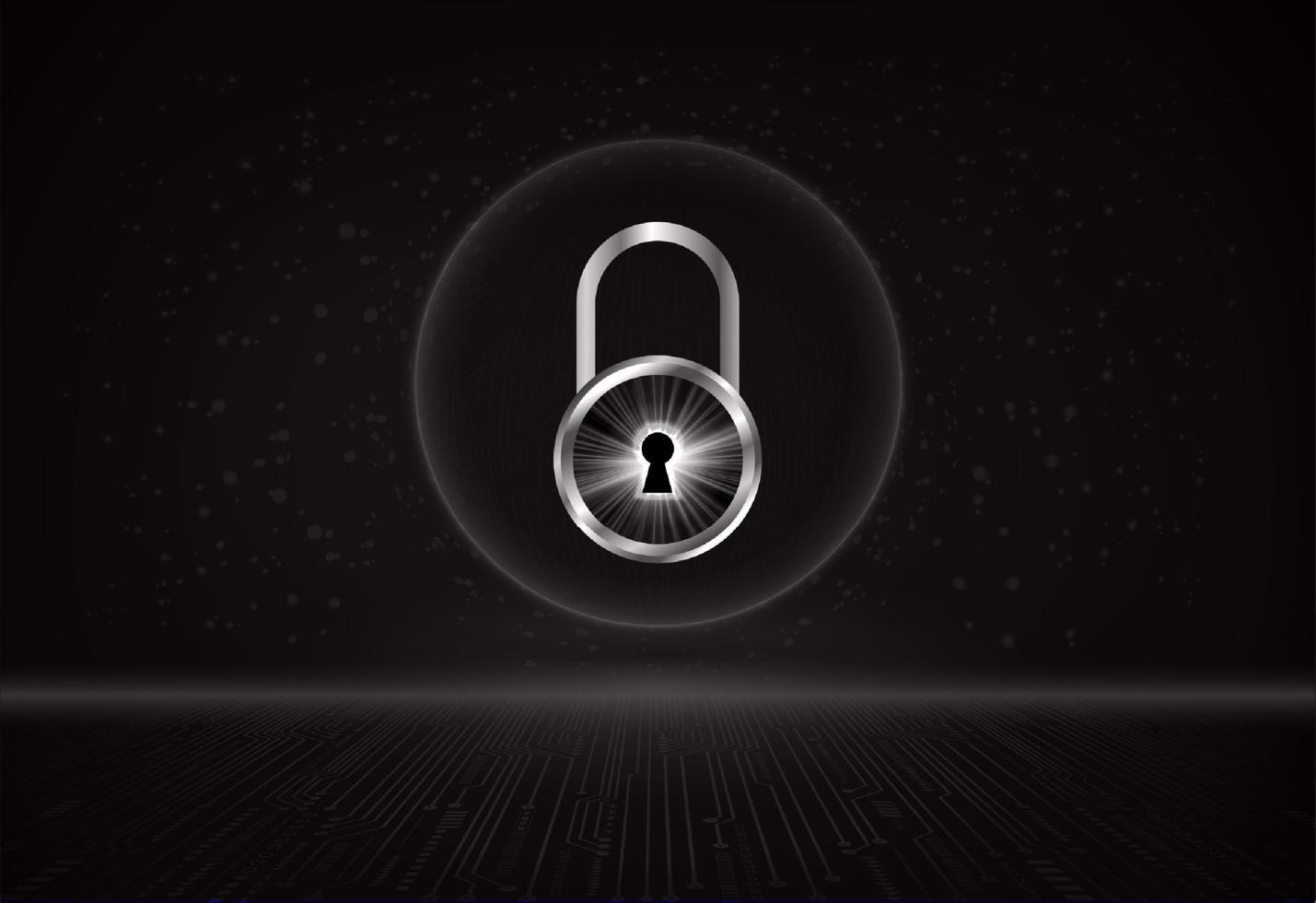 Modern Holographic Padlock on Technology Background vector