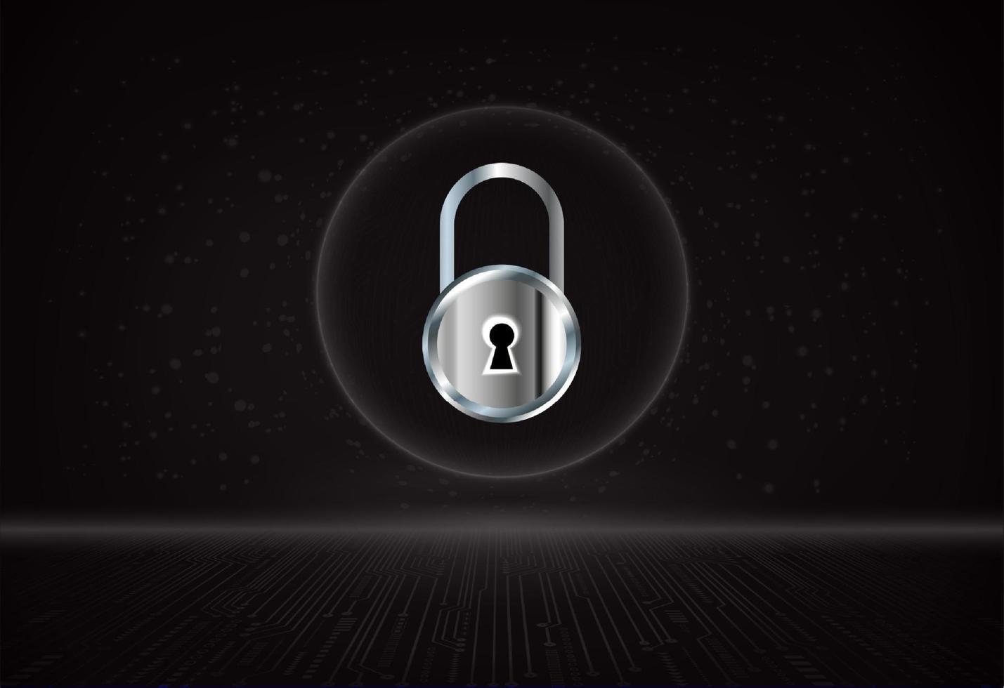 Modern Holographic Padlock on Technology Background vector