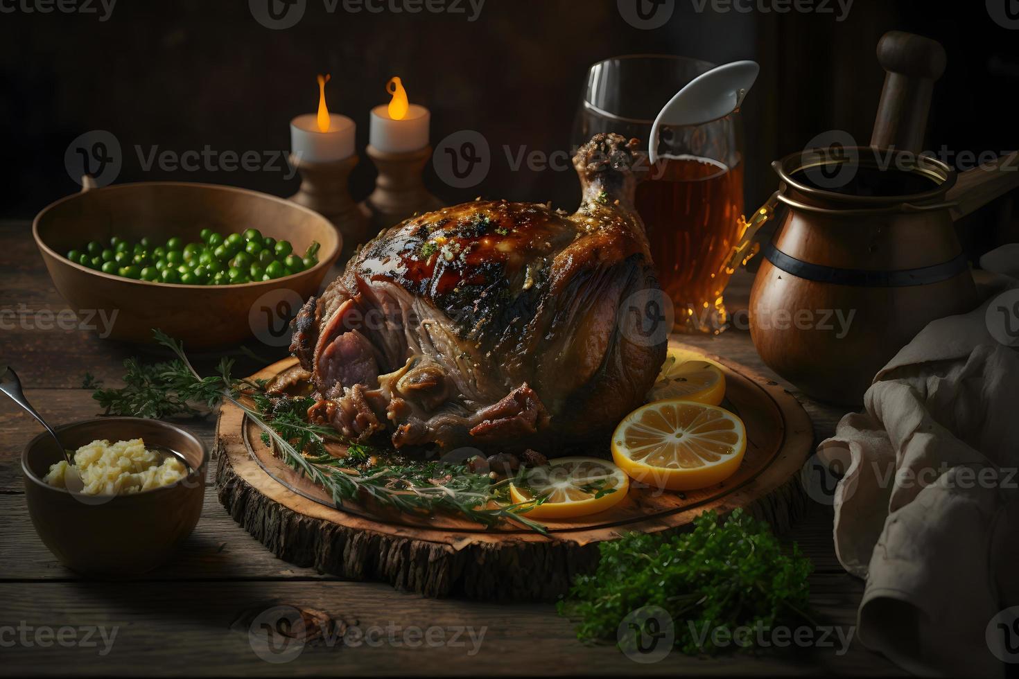 Tasty roasted pork knuckle as regional dish Food Photography photo