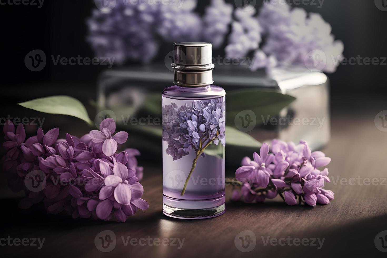 Unique and aromatic lilac fragrance in vial. Blooming lilac scent