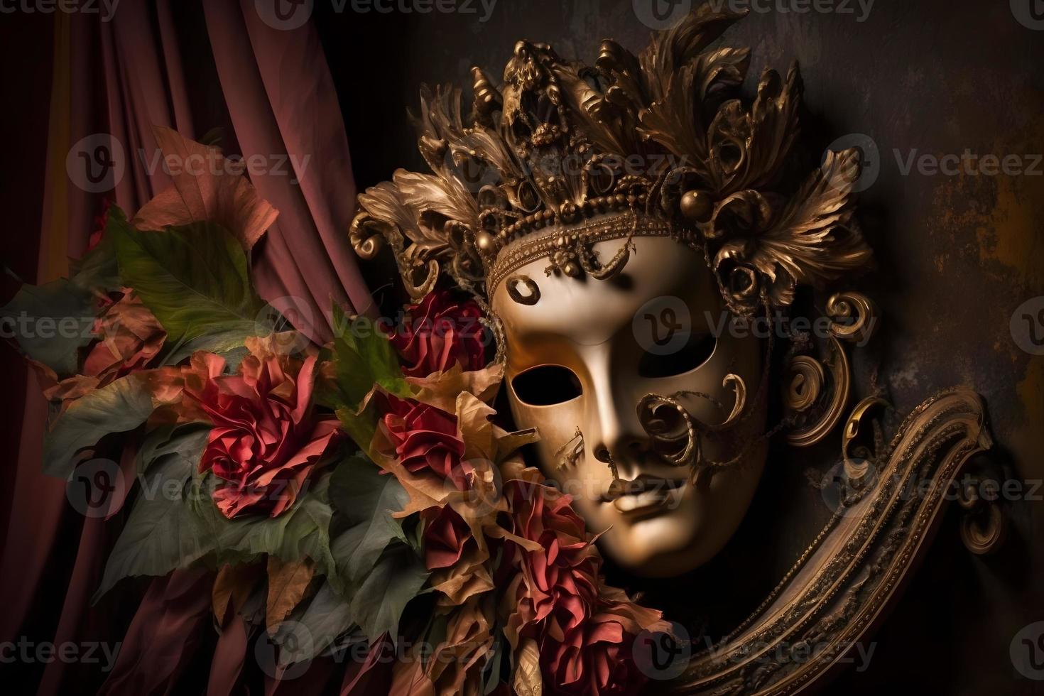 Elegant composition with venetian carnivals mask photo