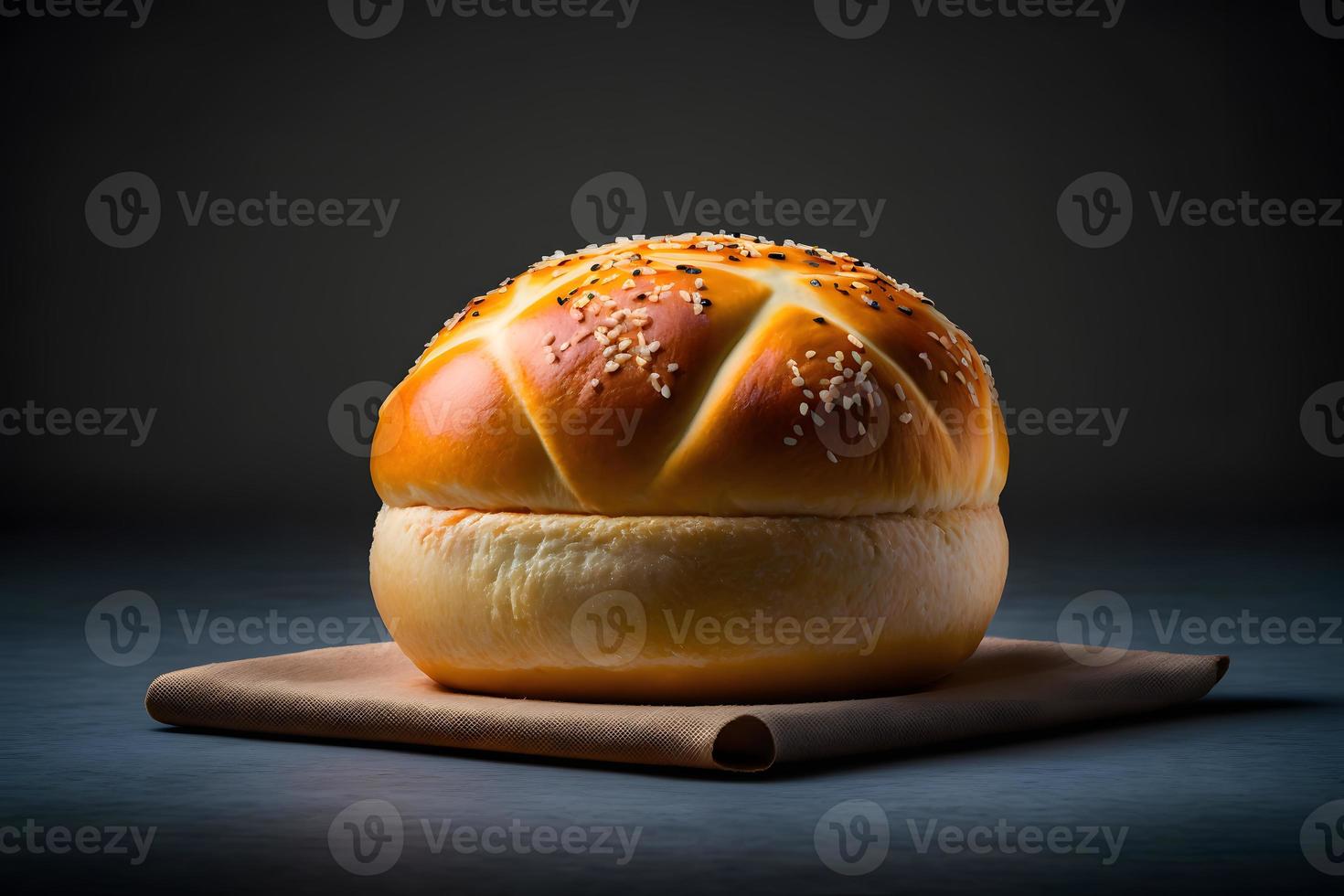 Homemade bun made of cheese and ham for breakfast food photography photo