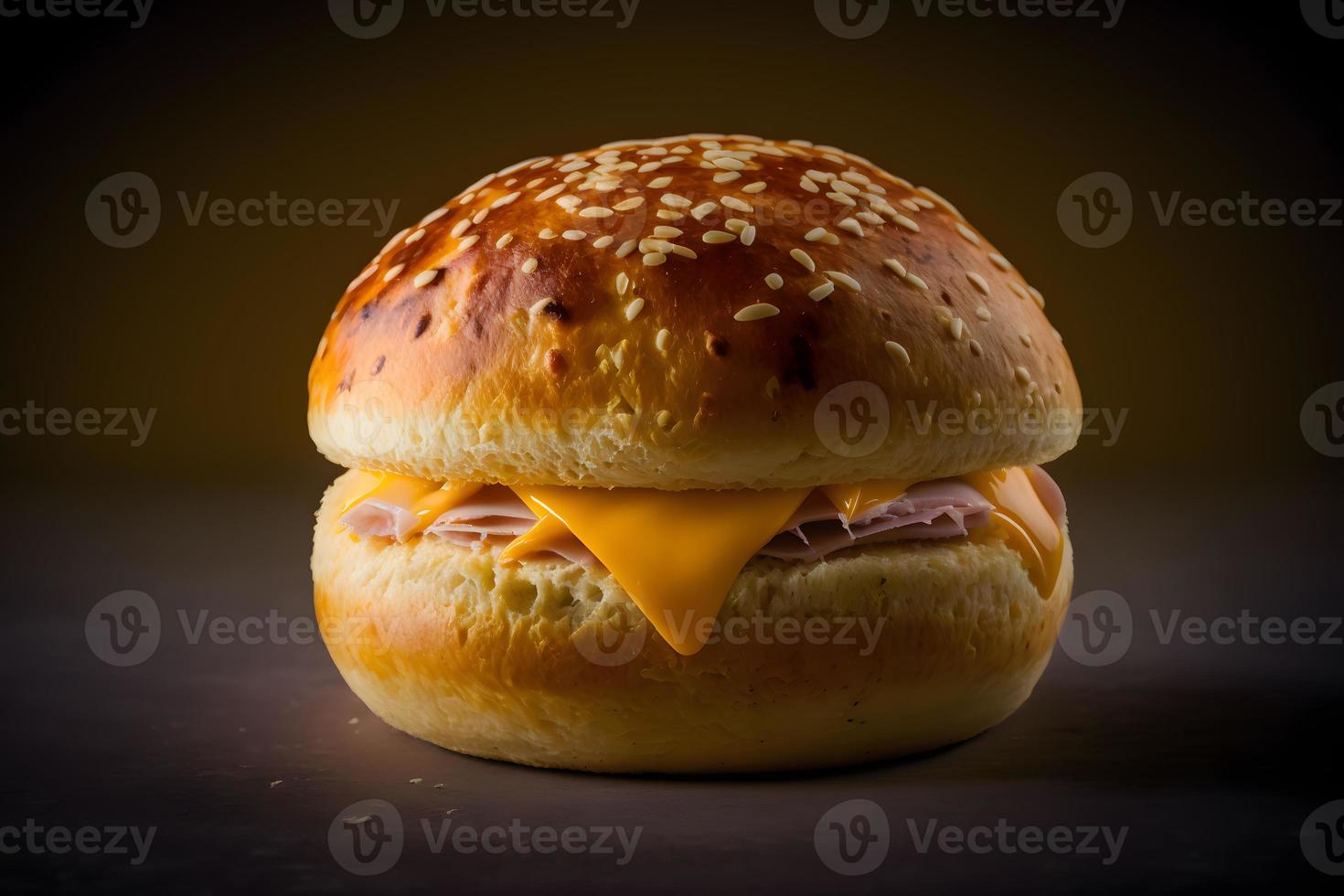 Homemade bun made of cheese and ham for breakfast food photography photo