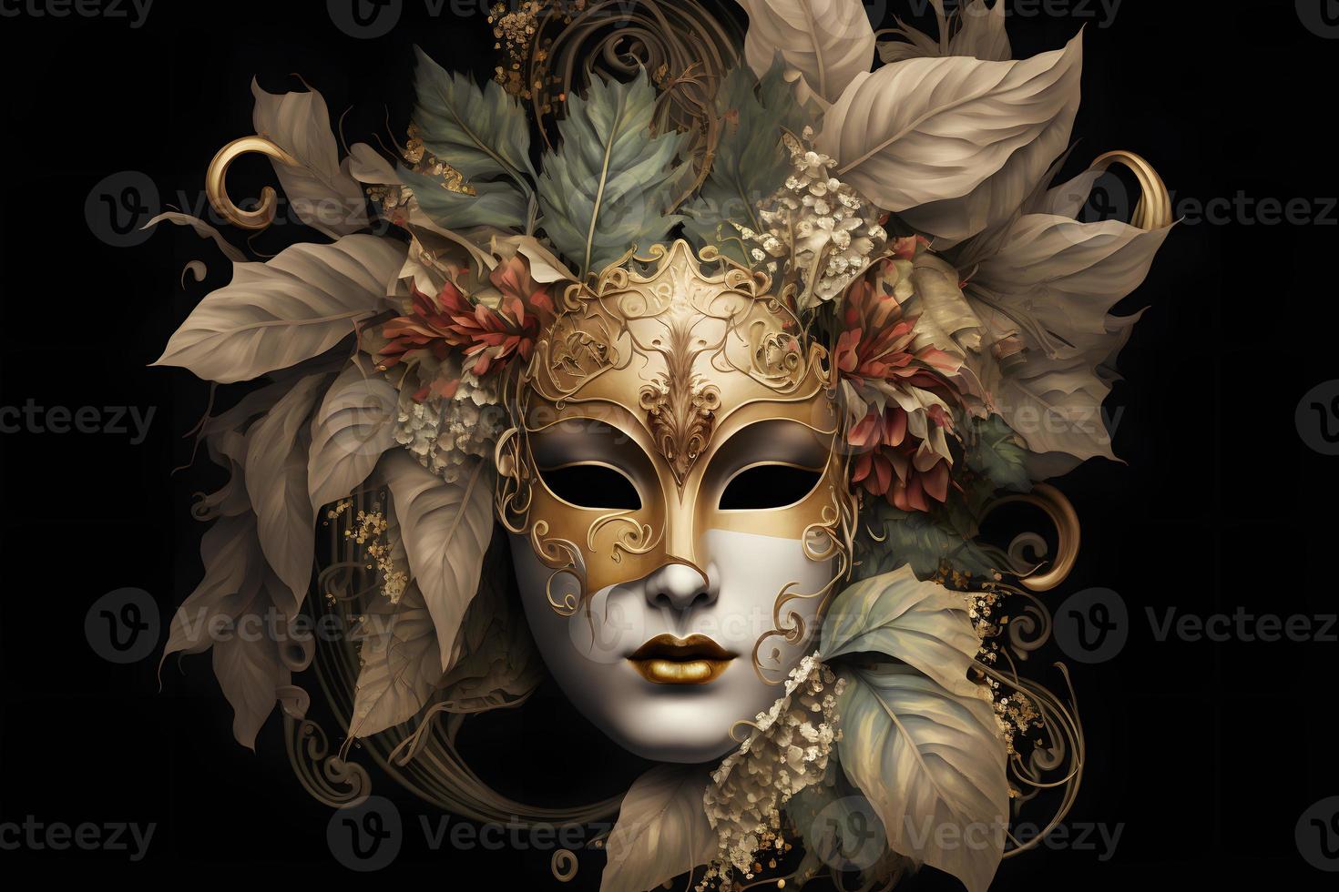 elegante composición con veneciano carnavales máscara foto