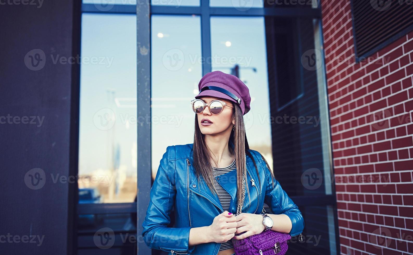 fashion girl at city street photo