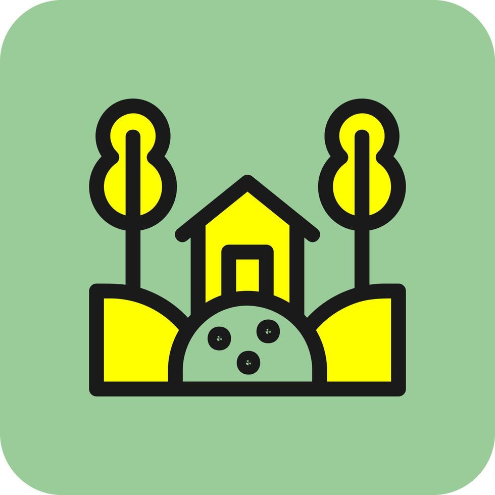 Cabin Landscape Vector Icon Design