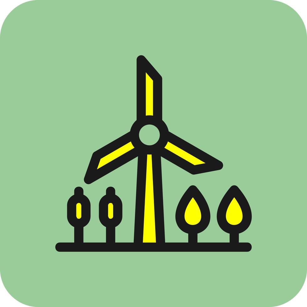 Windmill Landscape Vector Icon Design