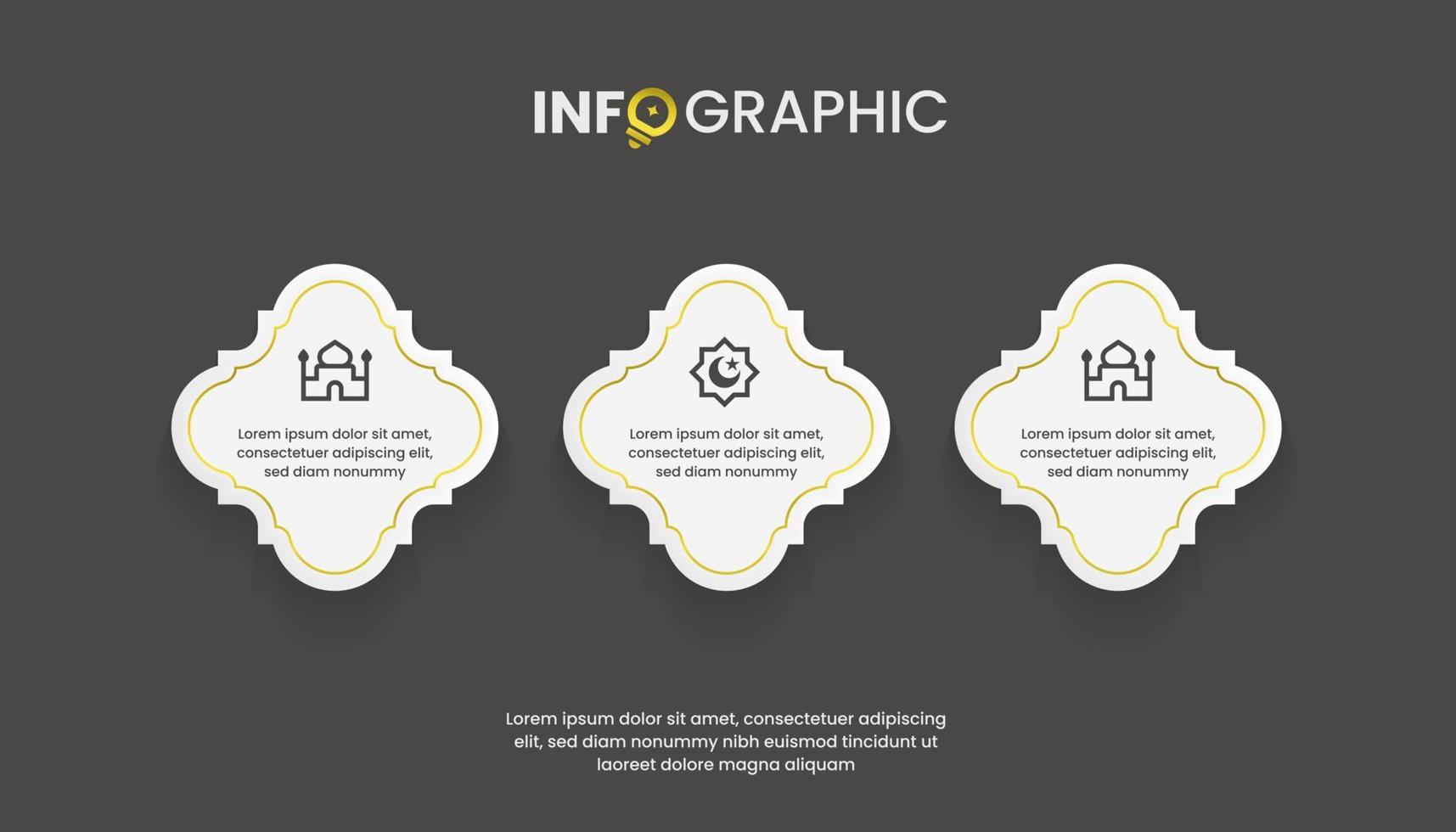 islamic infographic with 3 options or steps vector