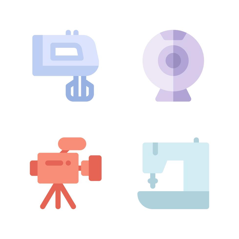 Electronics Device icons set. mixer blender, webcam, videgraphy, sewing machine. Perfect for website mobile app, app icons, presentation, illustration and any other projects vector