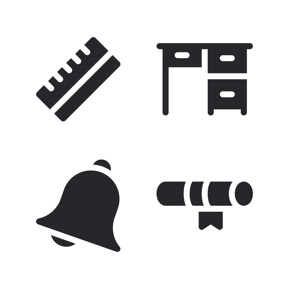 Education icons set. Ruler, desk, bell, certificate. Perfect for website mobile app, app icons, presentation, illustration and any other projects vector