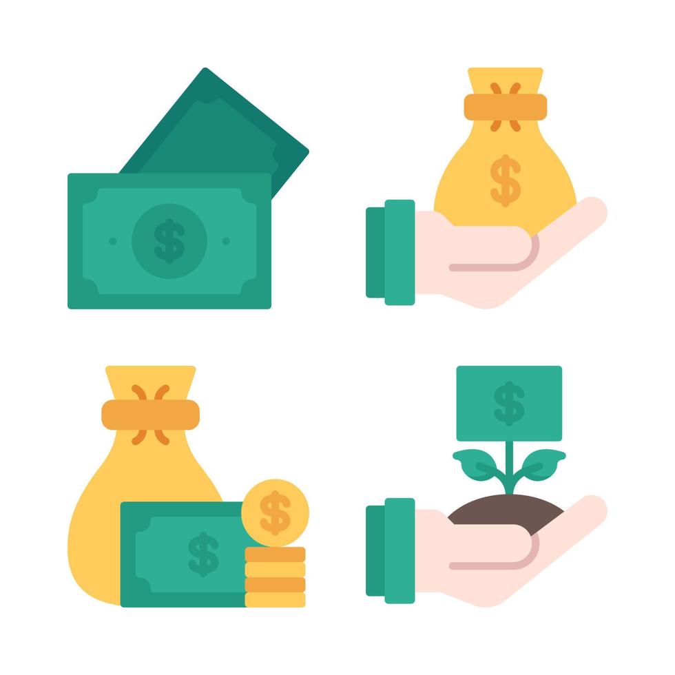 Currency Icons Set. money, money bag, budget, plant money. Perfect for website mobile app, app icons, presentation, illustration and any other projects vector