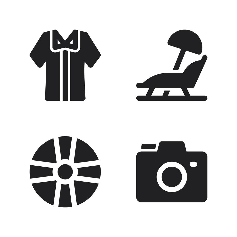 Summer Holiday icons set. shirt, beach, lifebuoy, camera . Perfect for website mobile app, app icons, presentation, illustration and any other projects vector