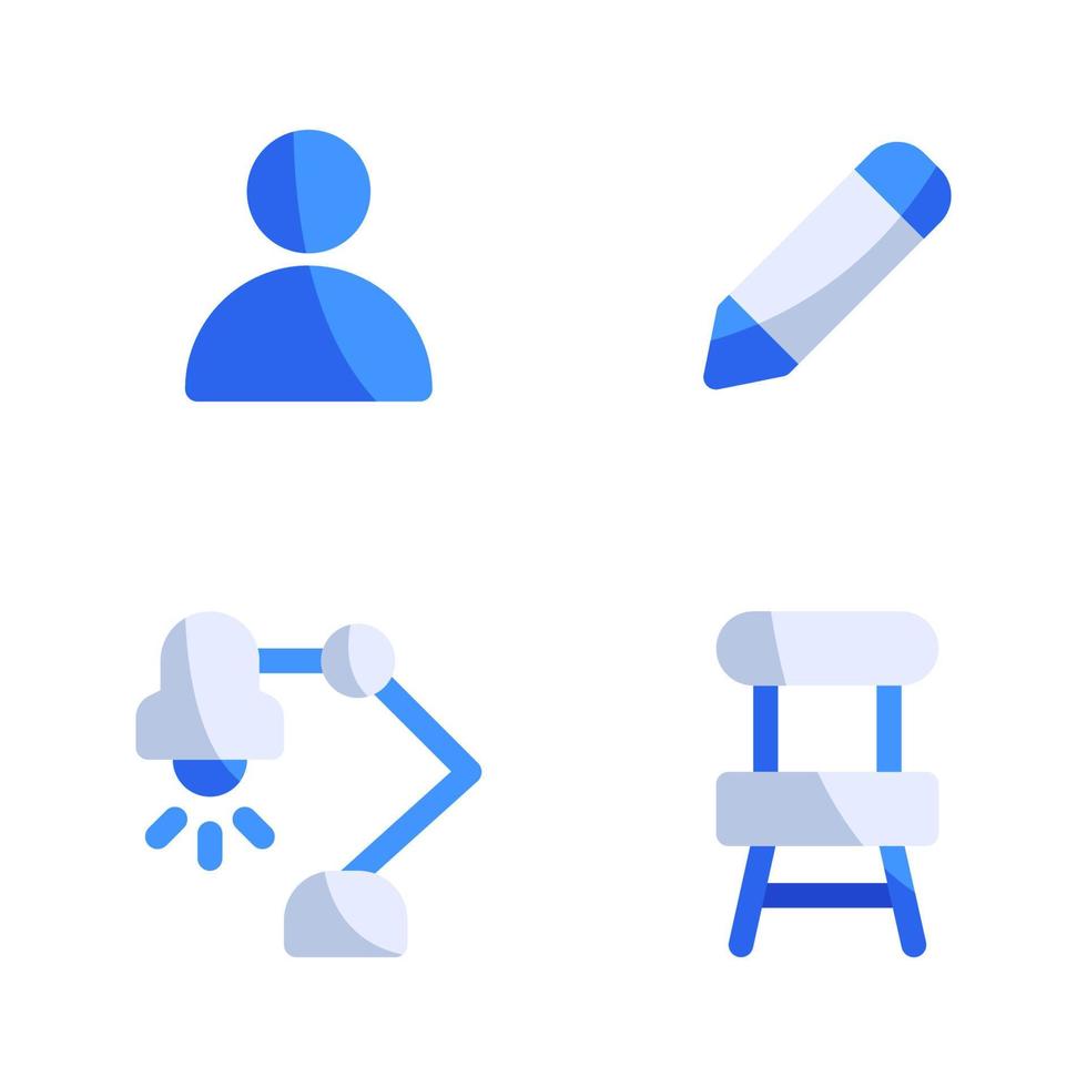 Back To School icons set. User, pencil, lamp, chair. Perfect for website mobile app, app icons, presentation, illustration and any other projects vector