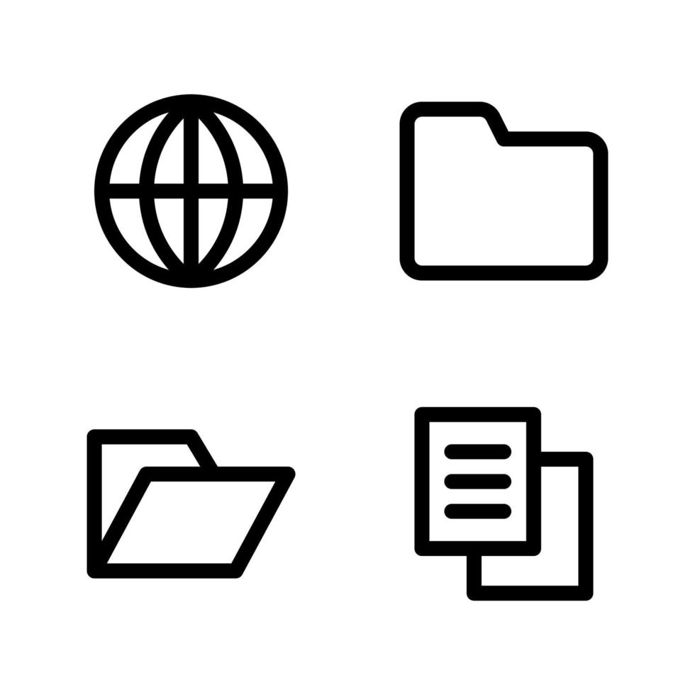 Back To School icons set. Browser, folder., open folder, document Perfect for website mobile app, app icons, presentation, illustration and any other projects vector